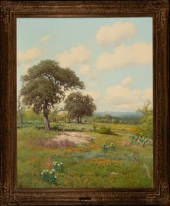 "TEXAS HILL COUNTRY" 1951 WILDFLOWER LANDSCAPE PORFIRIO SALINAS 59 X 49 FRAMED