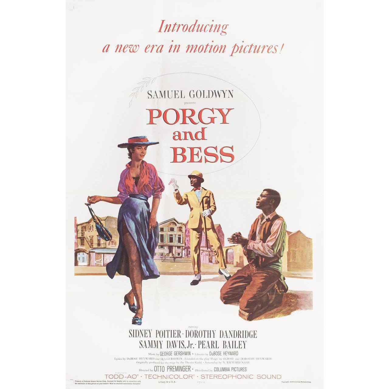 Original 1959 U.S. one sheet poster for the film Porgy and Bess directed by Otto Preminger / Rouben Mamoulian with Sidney Poitier / Dorothy Dandridge / Sammy Davis Jr. / Pearl Bailey. Fine condition, tri-fold. Many original posters were issued