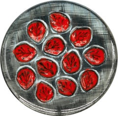 Pornic French Mid-century Art Ceramic Oyster Set, 1950s