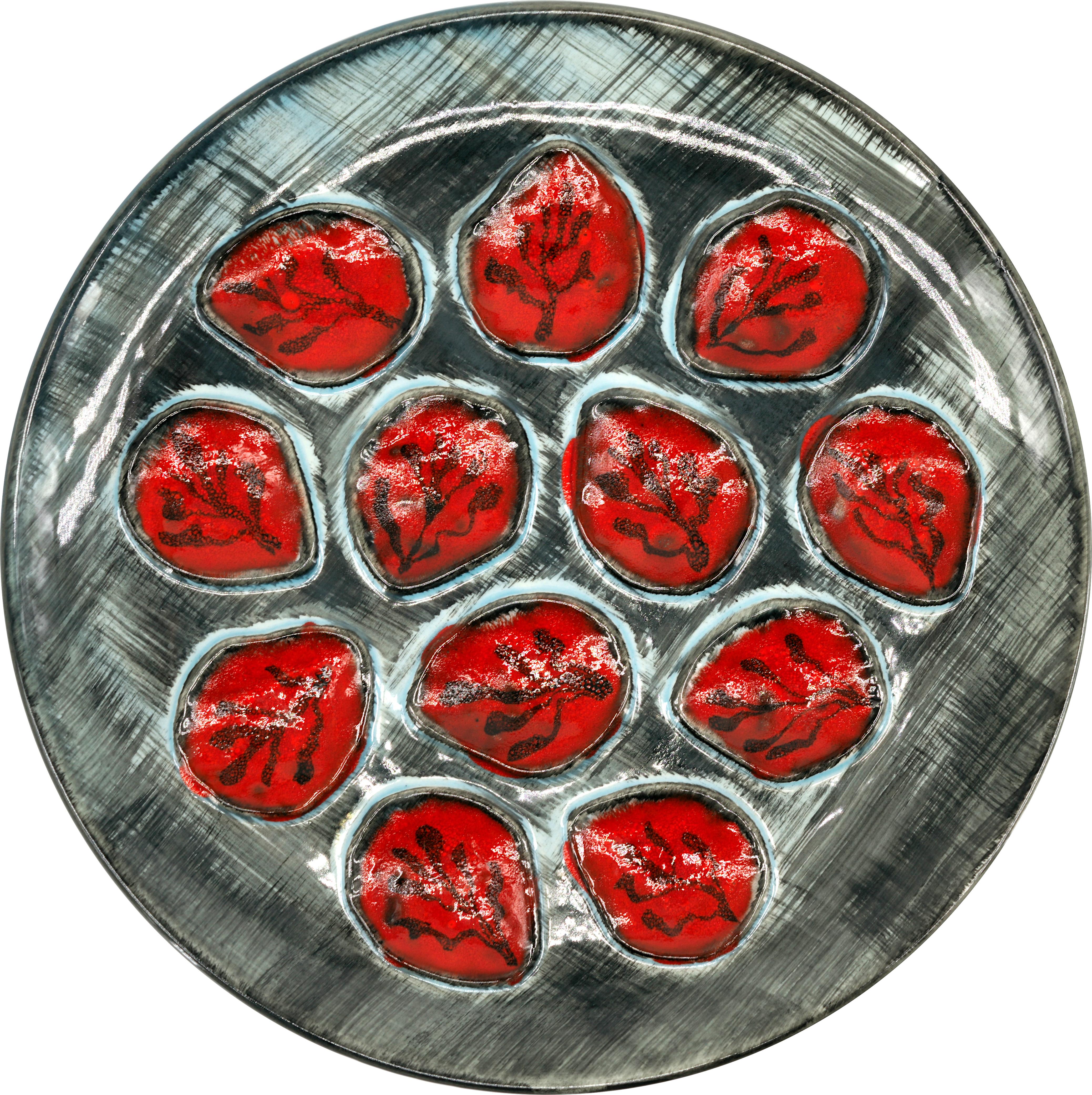 Art Deco Pornic French Mid-century Art Ceramic Oyster Set, 1950s For Sale