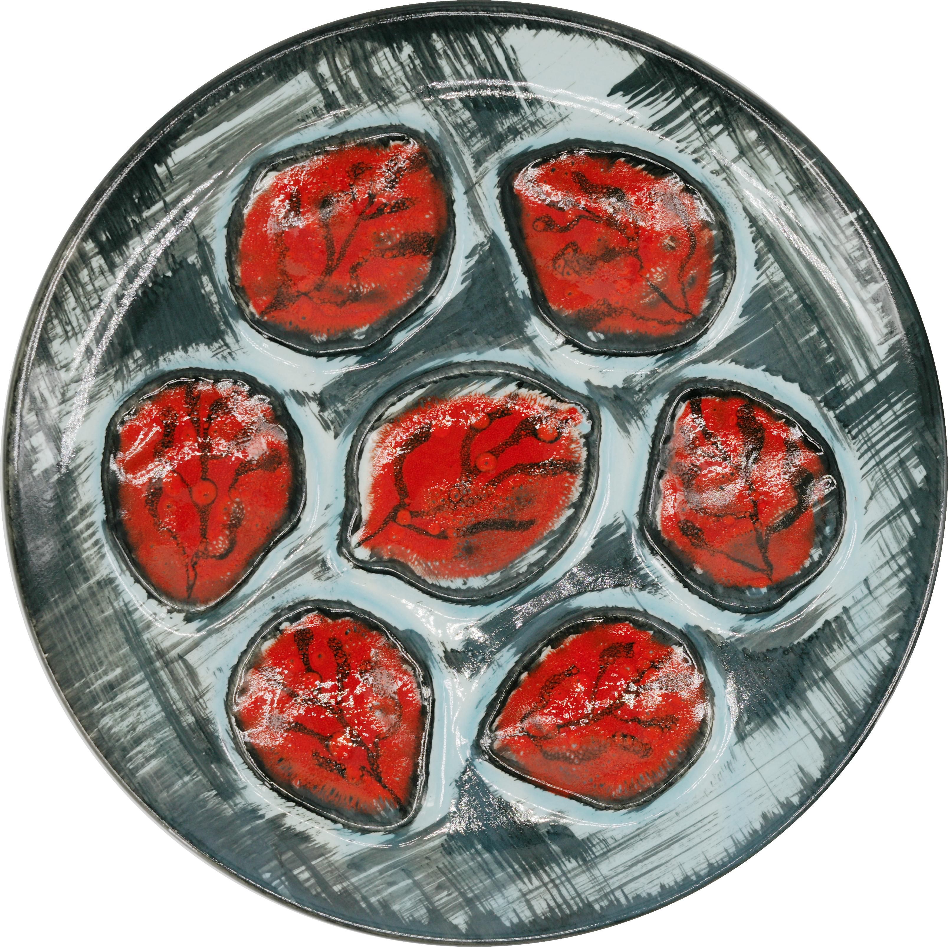 Mid-20th Century Pornic French Mid-century Art Ceramic Oyster Set, 1950s For Sale