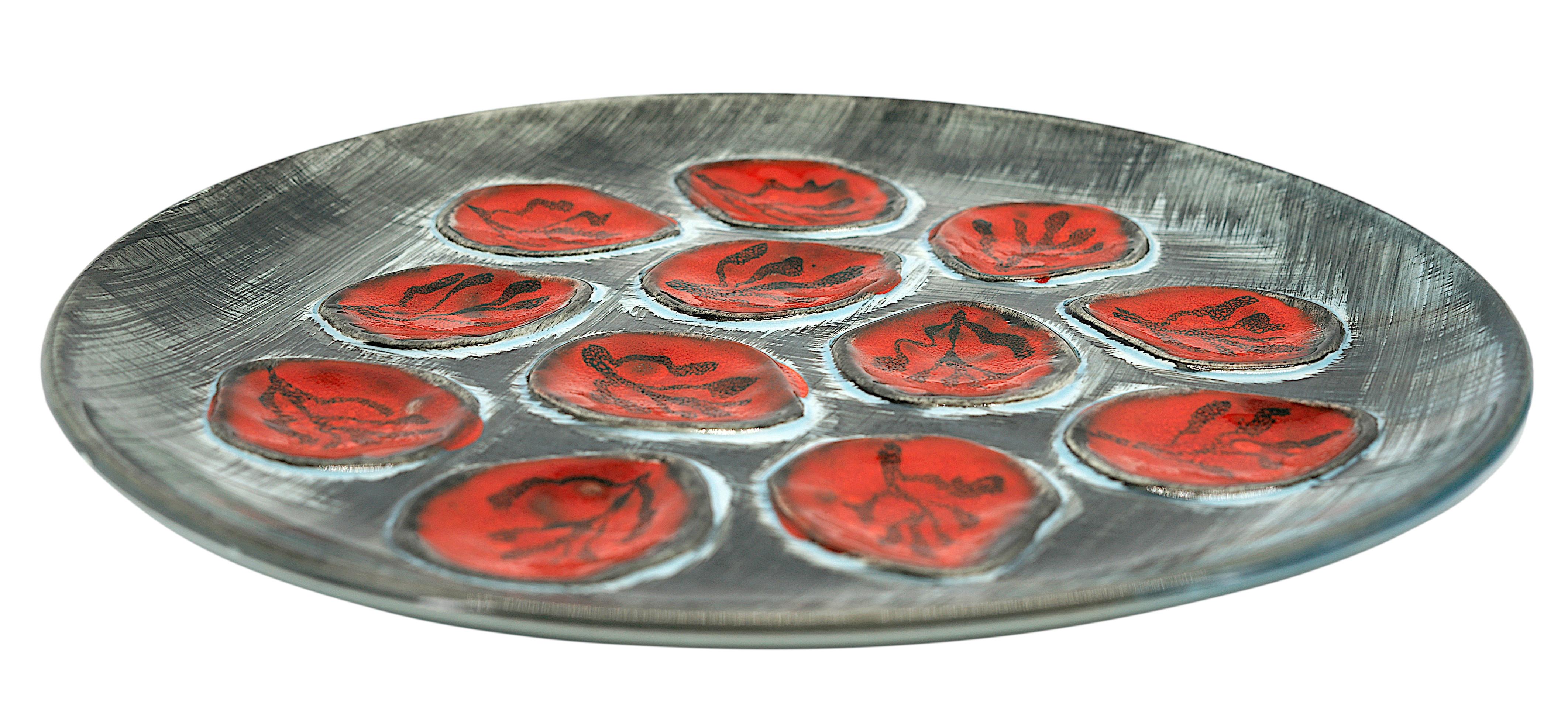 Pornic French Mid-century Art Ceramic Oyster Set, 1950s For Sale 1