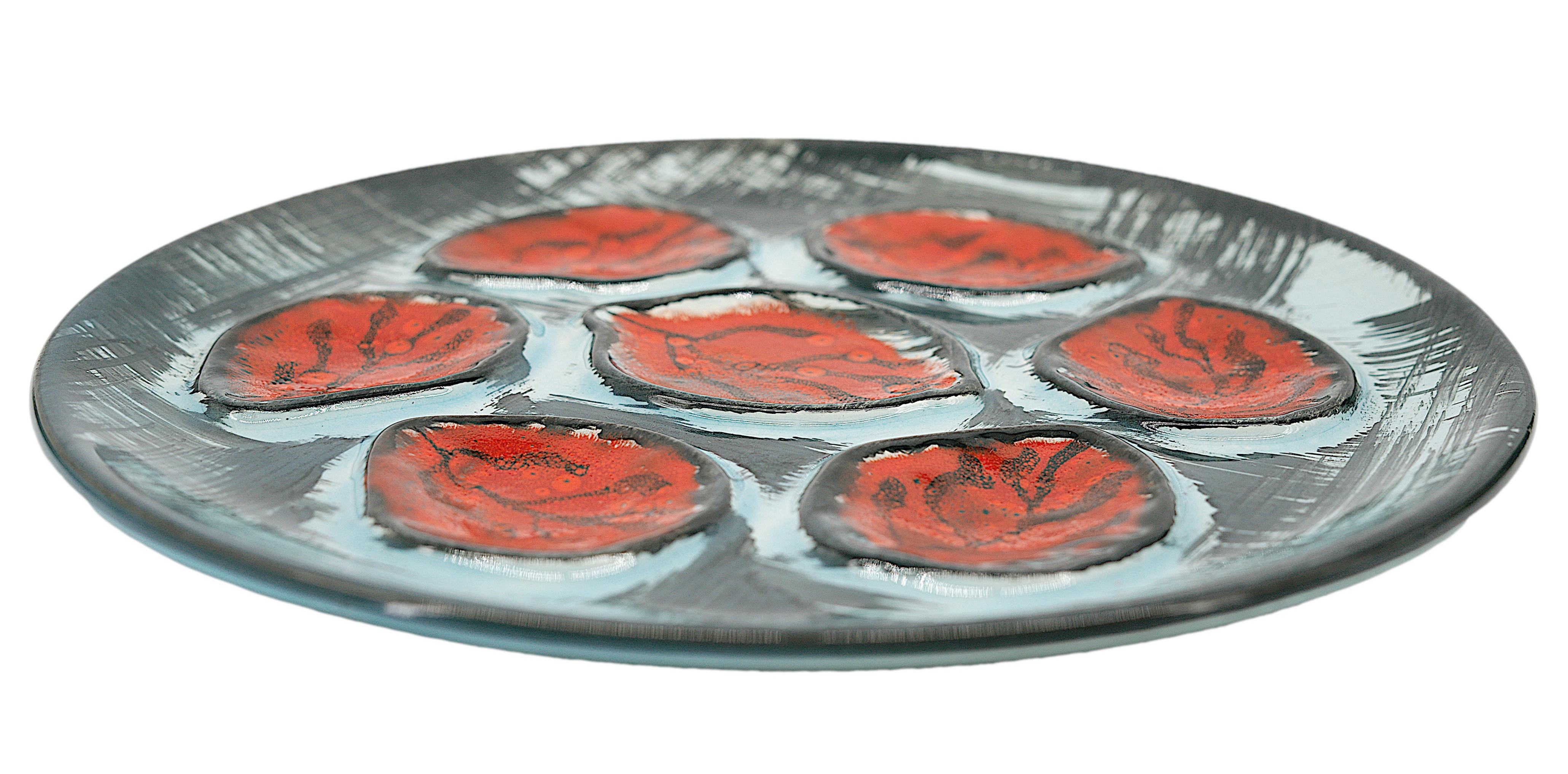 Pornic French Mid-century Art Ceramic Oyster Set, 1950s For Sale 2