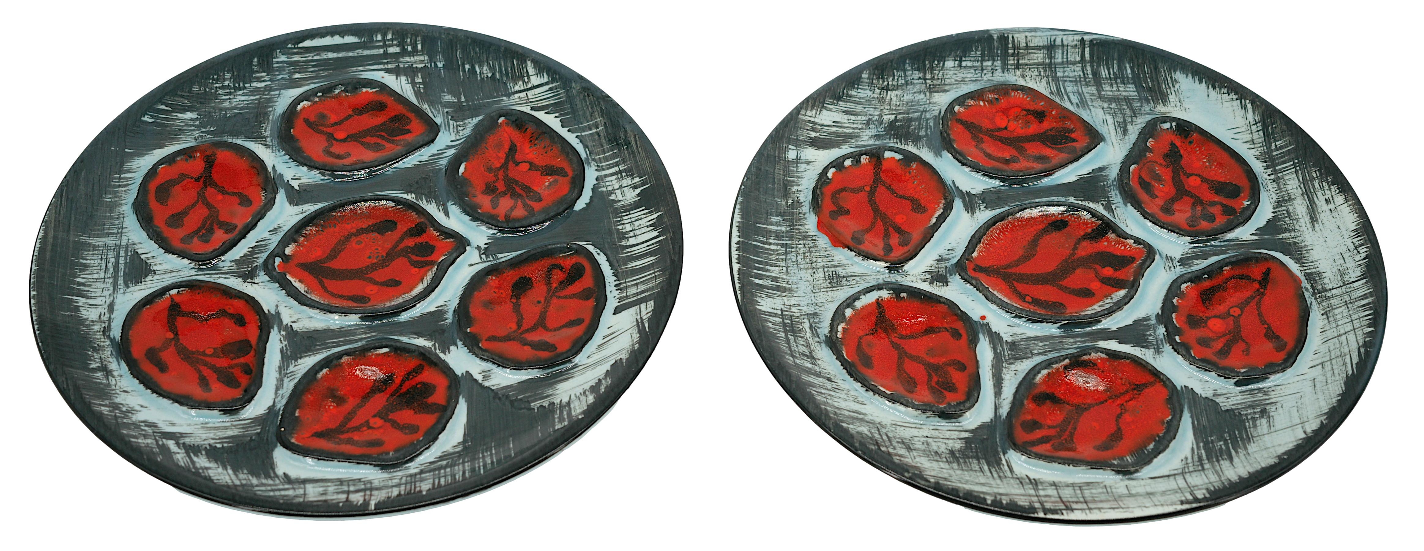 Pornic French Mid-century Art Ceramic Oyster Set, 1950s For Sale 3