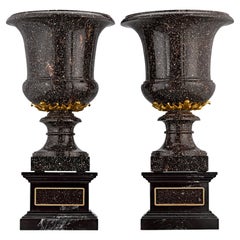 Porphyry and Gilt Bronze Campana Vases