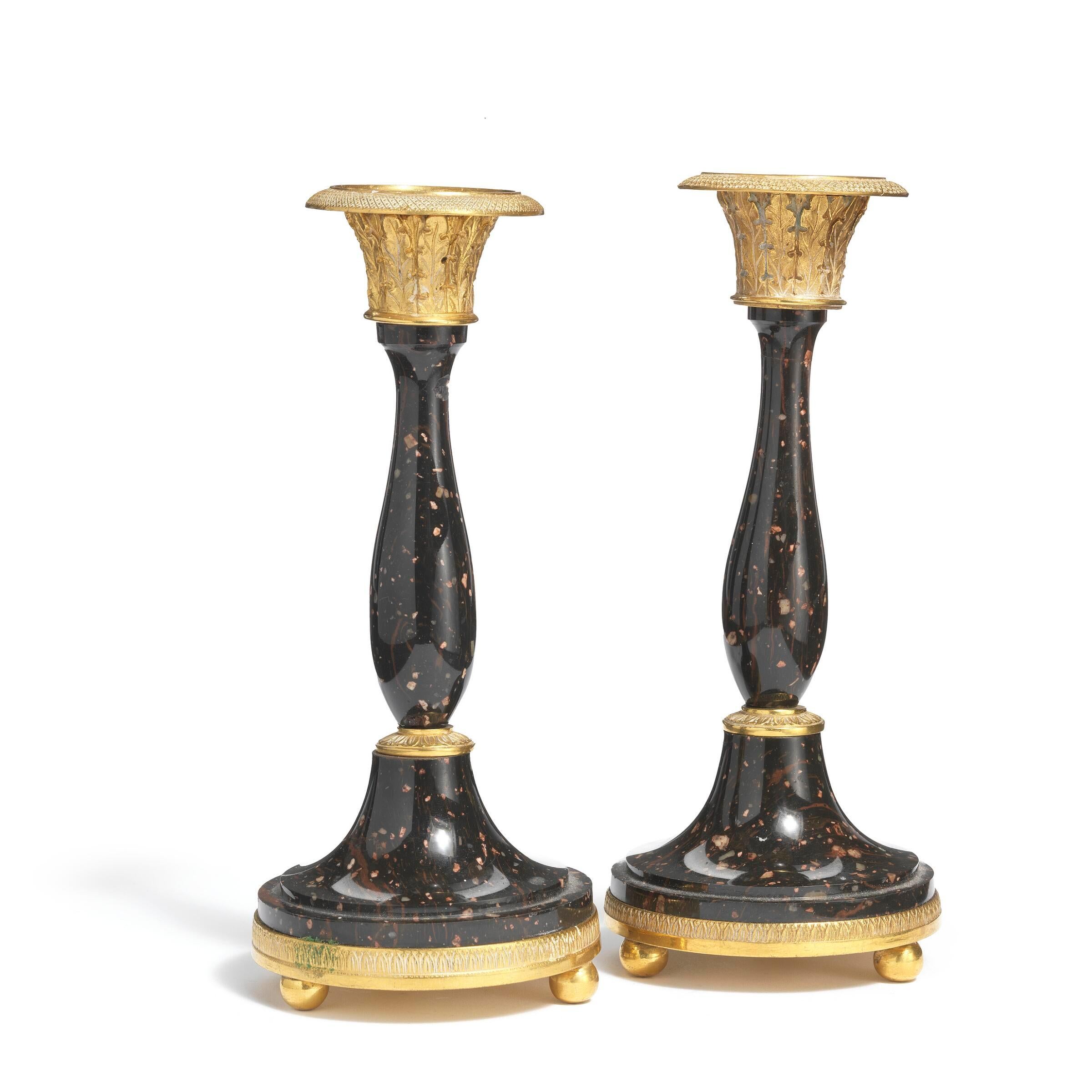 Stile impero Candelieri in porfido, inizio XIX sec. in vendita