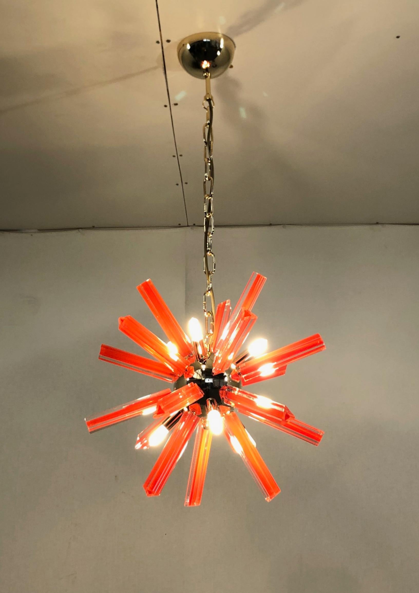 Mid-Century Modern Red Sputnik Chandelier by Fabio Ltd For Sale