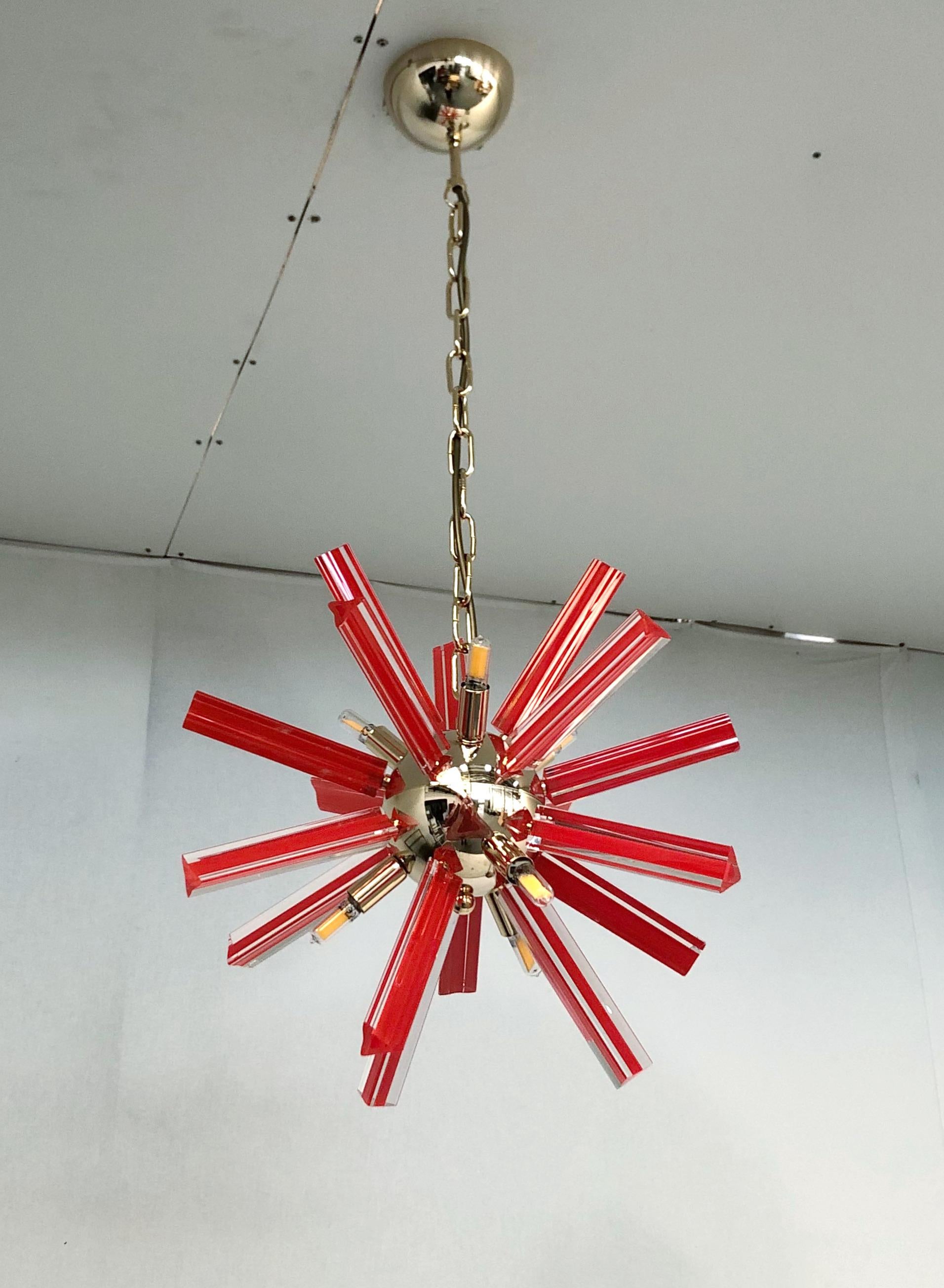 Italian Red Sputnik Chandelier by Fabio Ltd For Sale