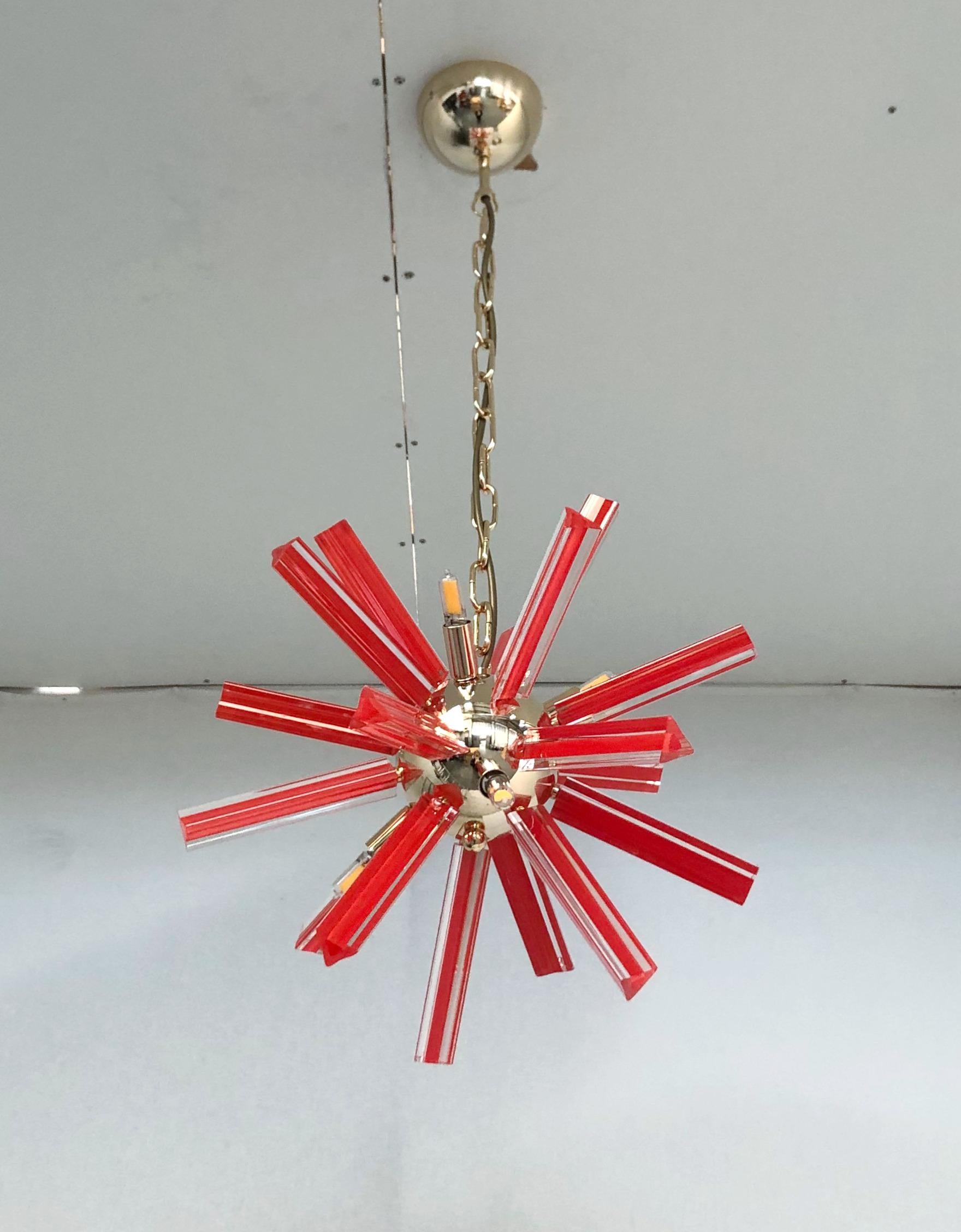 Contemporary Red Sputnik Chandelier by Fabio Ltd For Sale