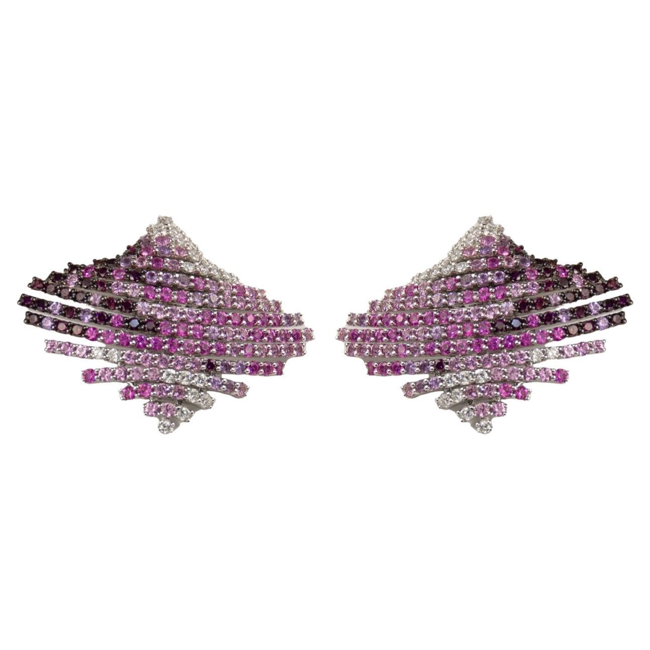 Pendientes Porrati de oro blanco de 18 quilates con diamantes y zafiros de 3,49 quilates
