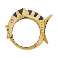 Porrati Diamond Enamel Gold Fish Ring