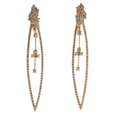 Porrati Diamond Rose Gold Long Cocktail Earrings