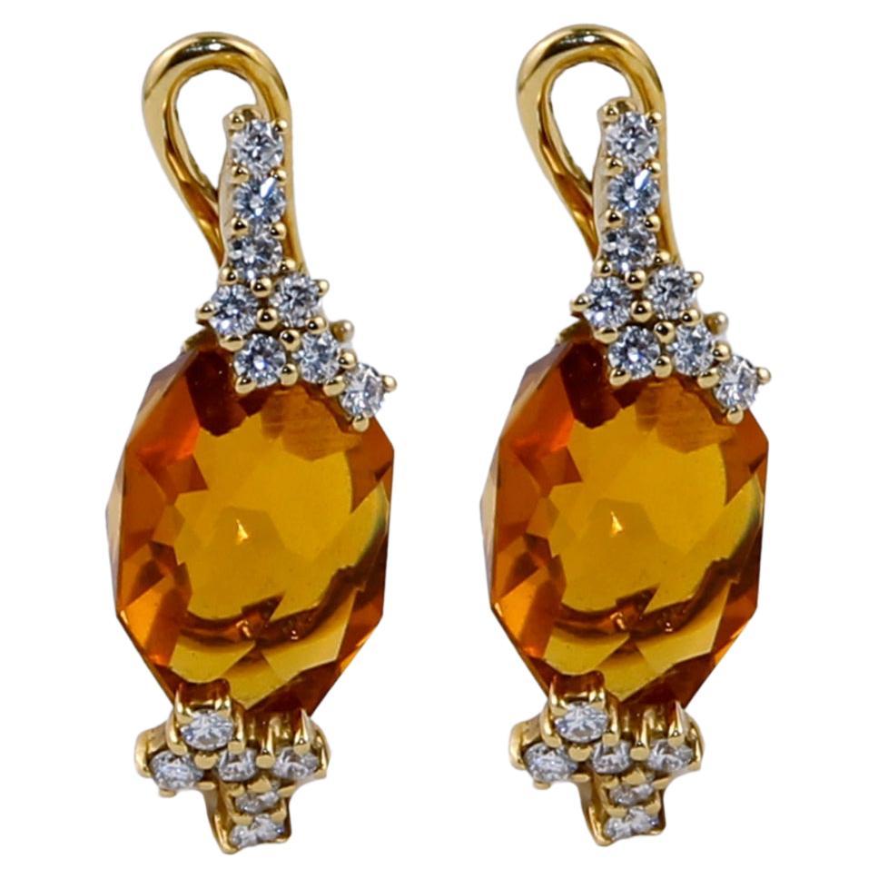 Porrati Diamond&Yellow Citrine Earrings For Sale