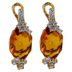 Boucles d'oreilles Porrati diamant & citrine jaune