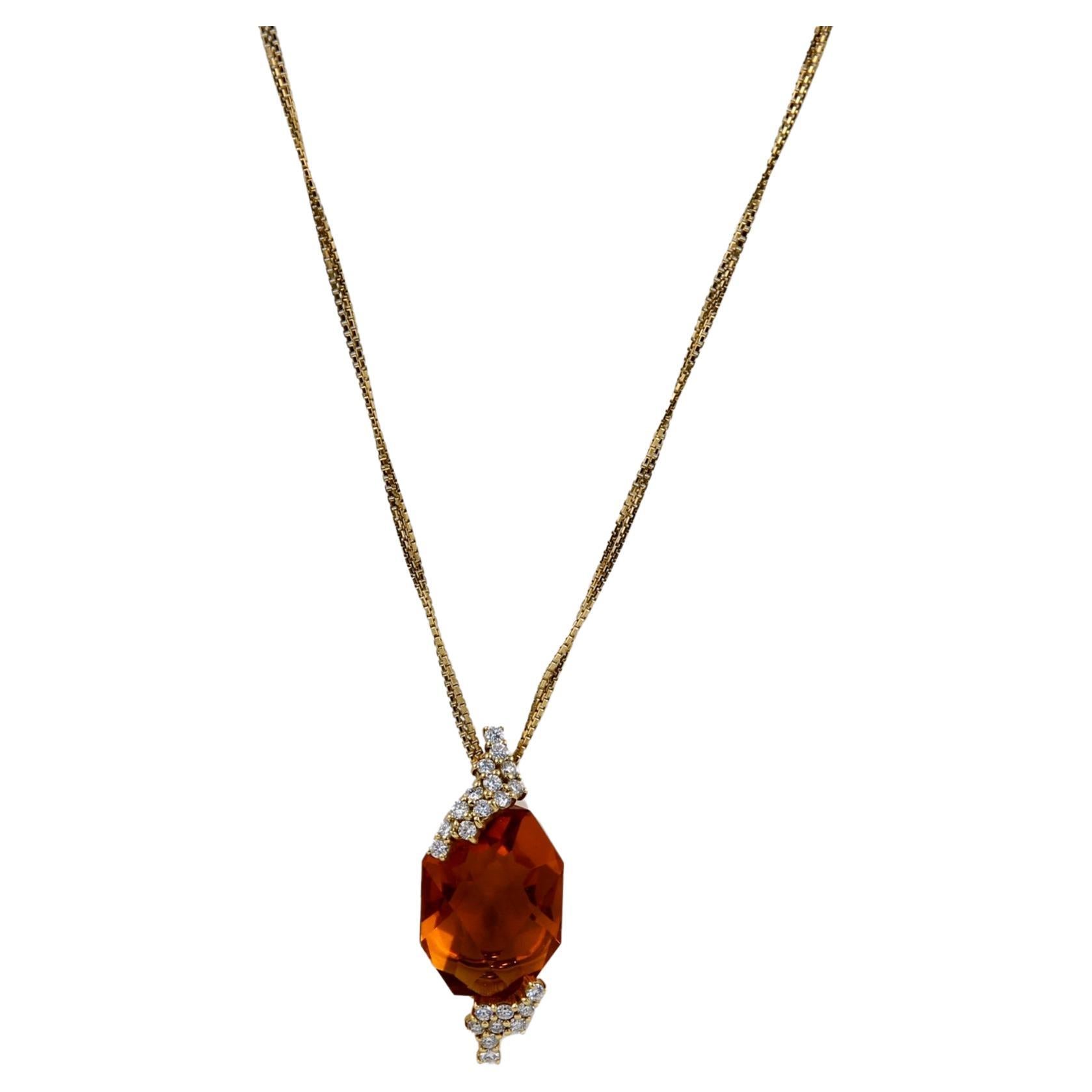 Porrati Diamond&Yellow Citrine Necklace For Sale