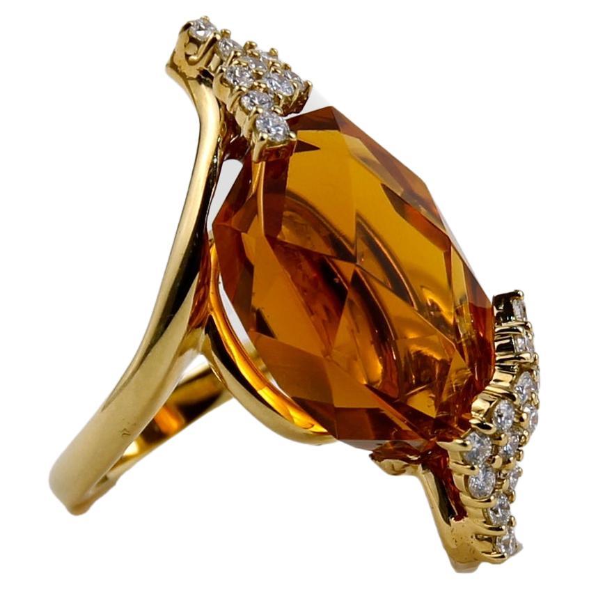 Porrati Diamond & Yellow Citrine Ring For Sale