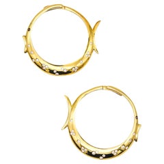 PORRATI Fish Hoop Earrings In 18Kt Yellow Gold With 2.03 Ctw In VS Diamonds