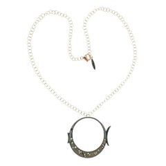 Porrati Gold Diamond Fish Motif Pendant Necklace