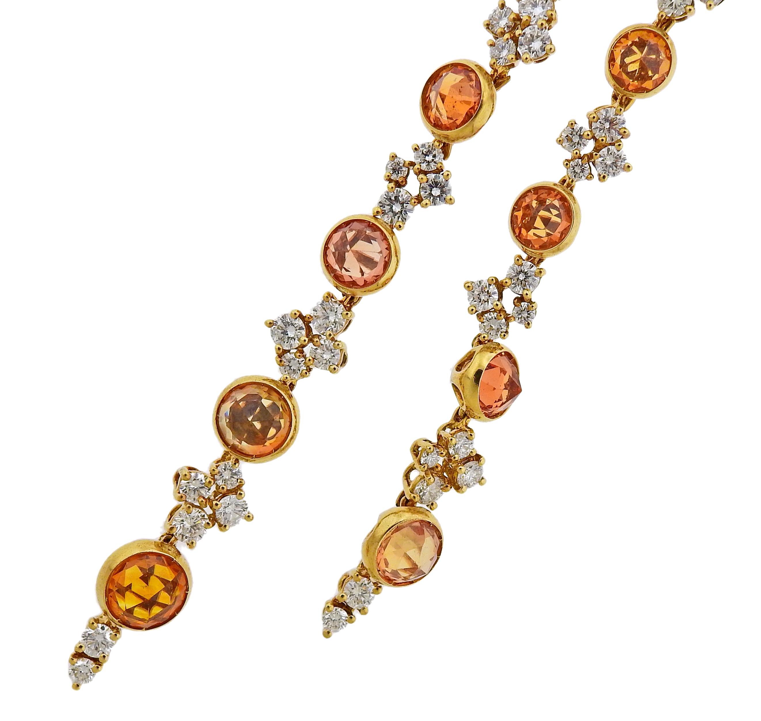 Exquisite Porrati 18k gold necklace, set with approx. 7.53ctw in G/VS diamonds and multi color sapphires. Necklace is 16.25