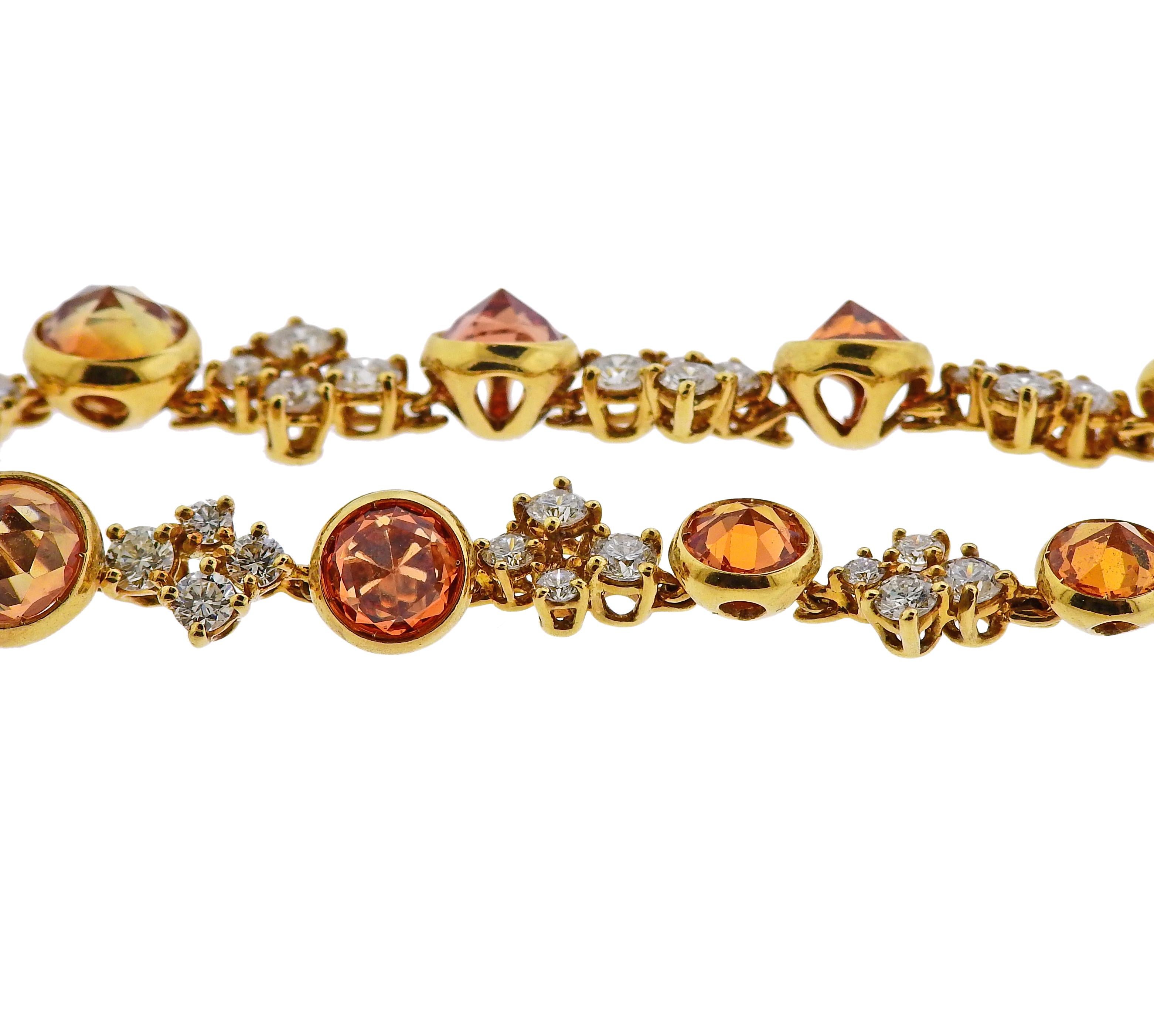 Women's or Men's Porrati Multi-Color Sapphire Diamond Gold Necklace For Sale