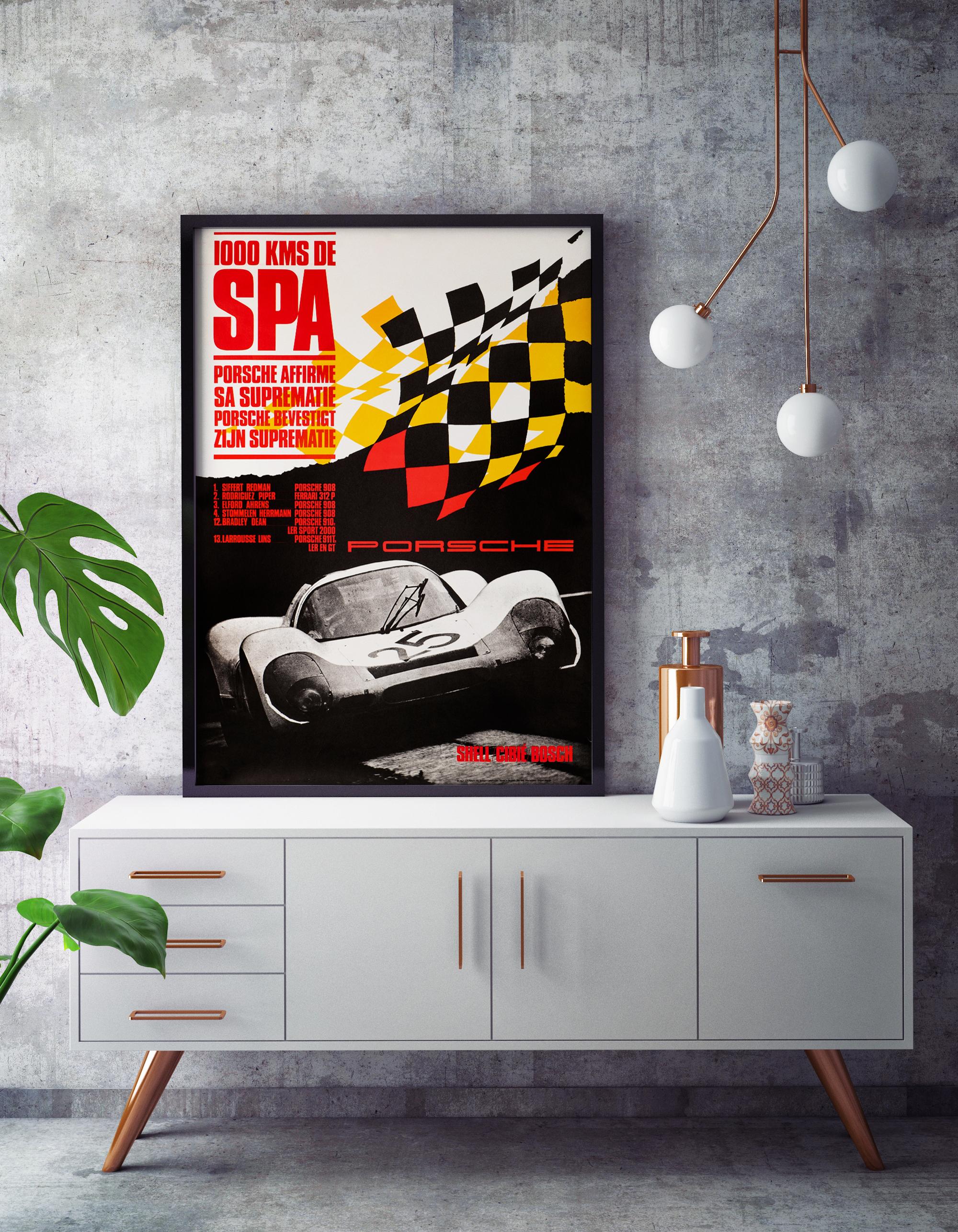 Post-Modern Porsche 1000 Kilometers of Spa Original Vintage Factory Poster, German, 1969