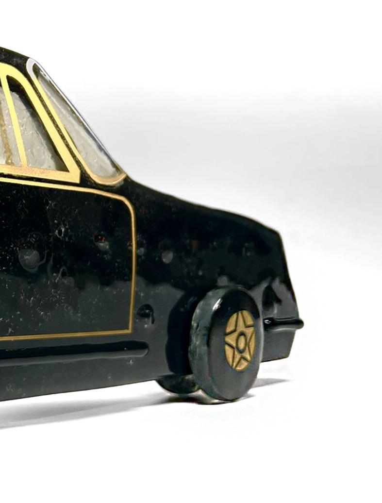 Polish Porsche 911 car sculpture hand made of Murano fusing glass in black For Sale