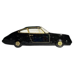 Used Porsche 911 car sculpture hand made of Murano fusing glass in black