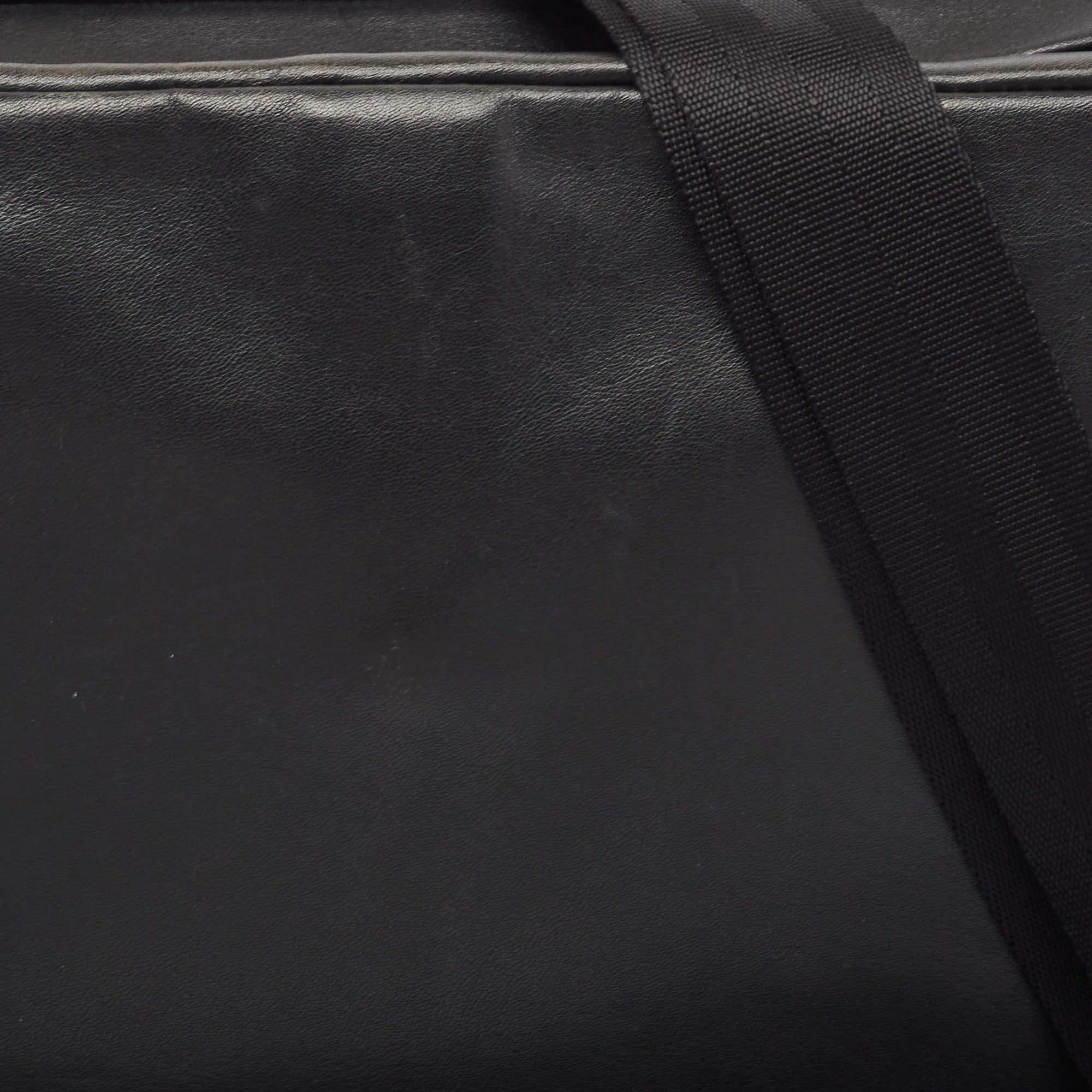 Porsche Design Black Leather Zip Laptop Bag For Sale 1