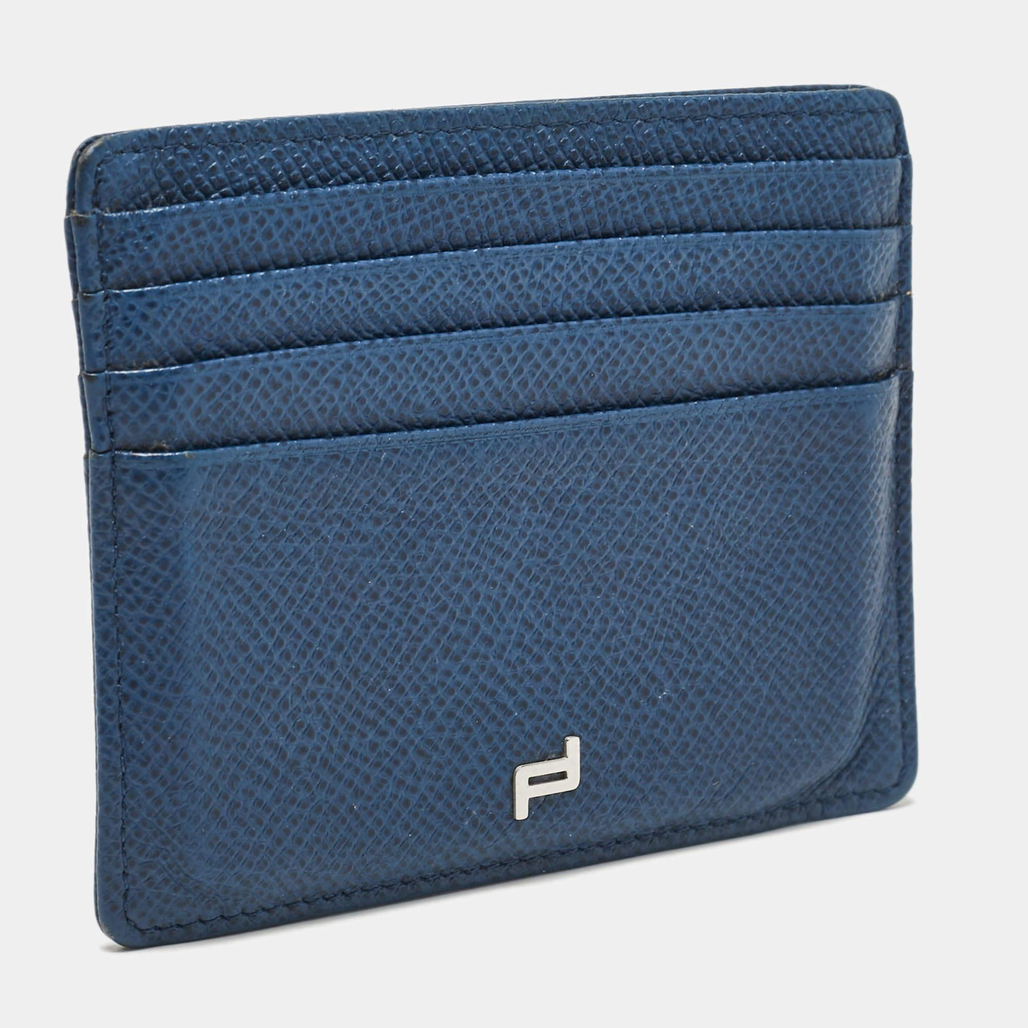 Porsche Design Blue Leather Card Holder In Good Condition For Sale In Dubai, Al Qouz 2