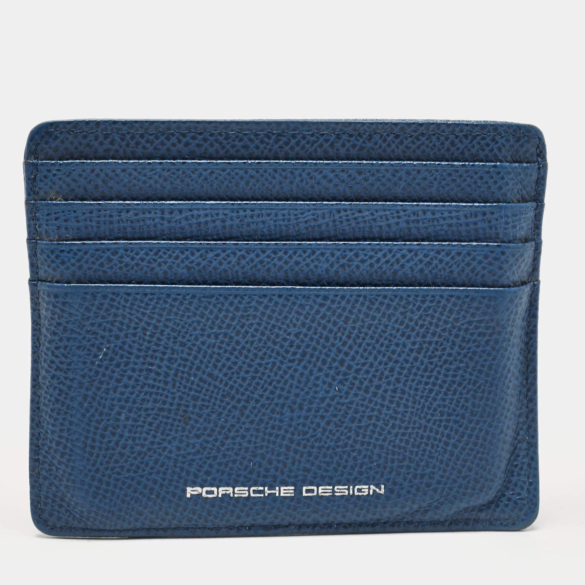 Men's Porsche Design Blue Leather Card Holder For Sale