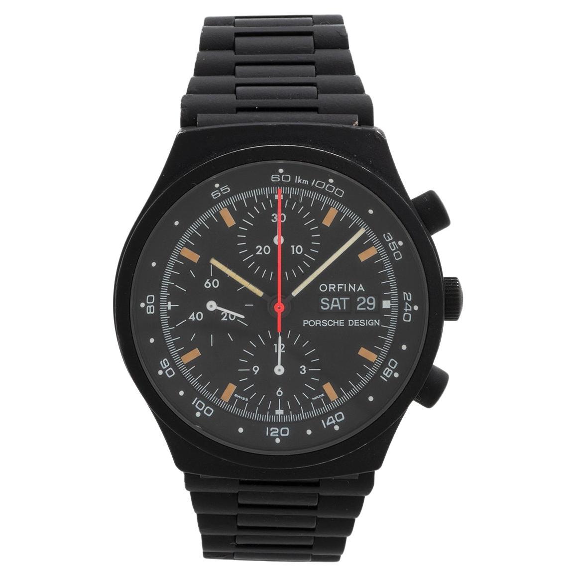 Porsche Design by Orfina, Mark 1, Valjoux 7750 auto, PVD Black Coating, c 1976.