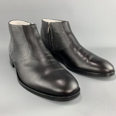 PORSCHE DESIGN Größe 10 Stiefeletten aus schwarzem perforiertem Leder mit seitlichem Reißverschluss