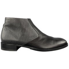 PORSCHE DESIGN Größe 10 Stiefeletten aus schwarzem perforiertem Leder mit seitlichem Reißverschluss