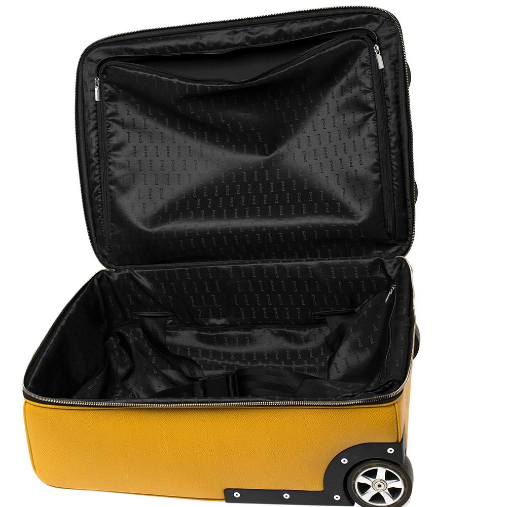 Porsche Design Yellow Leather Trolley Suitcase 3