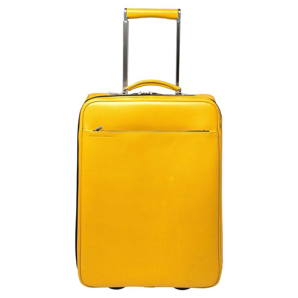 Porsche Design Yellow Leather Trolley Suitcase