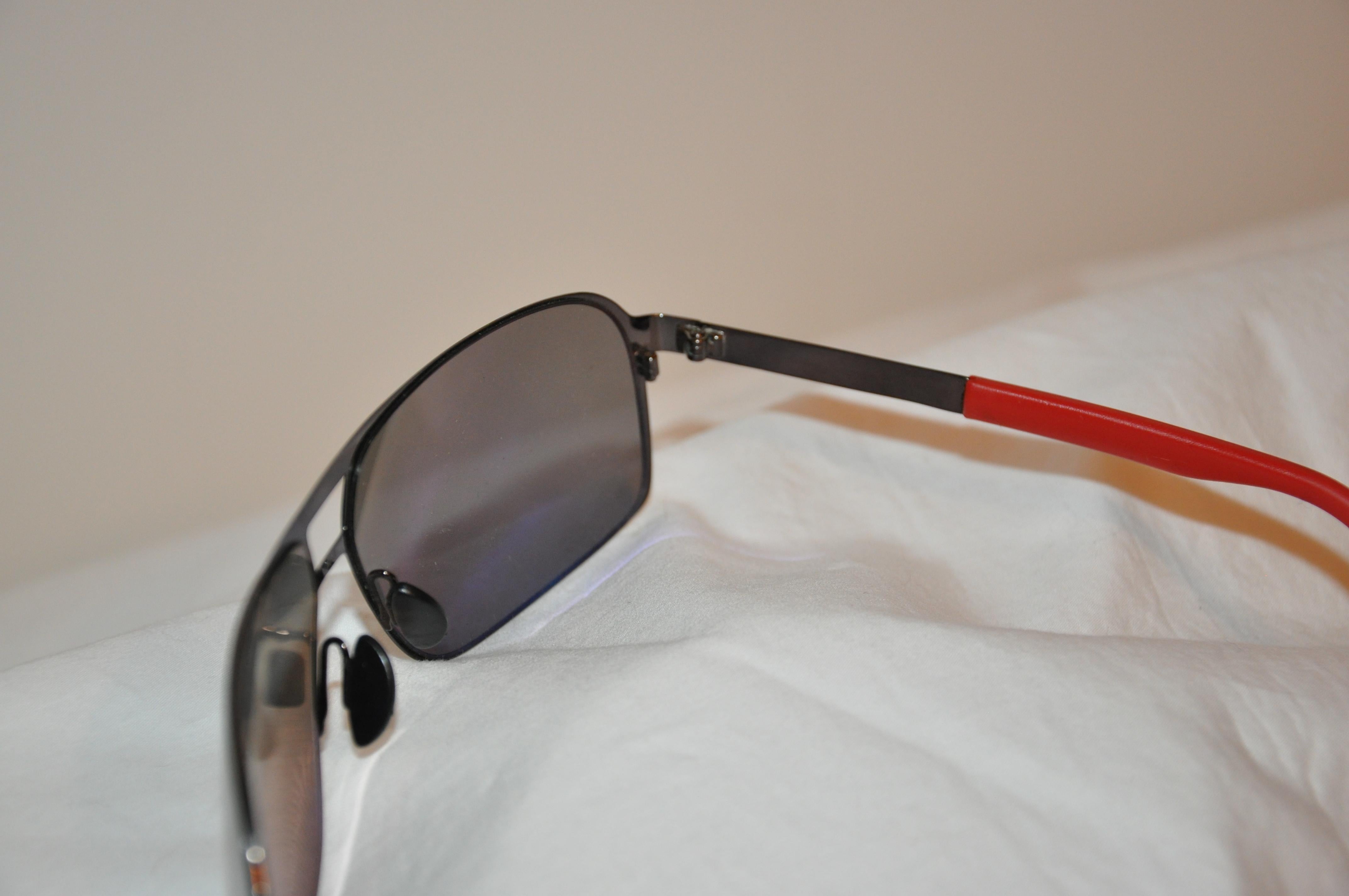 Black Porsche Lightweight Titanium Accented with Italian-Red Rubber Arms Frames For Sale