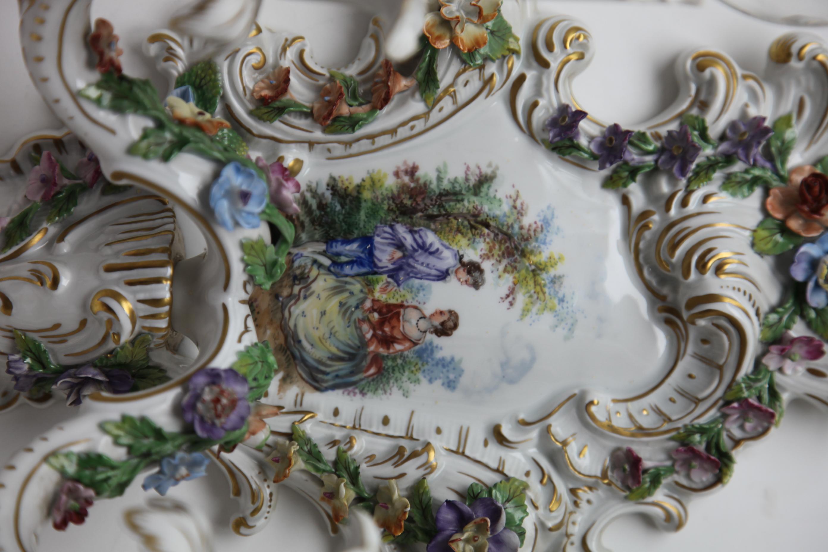 Porcelain Porselain Pair Italian Sconces Hand-Crafted and Painted with floral decoration  For Sale