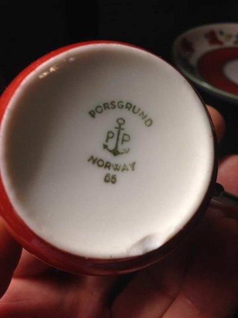 Porsgrund Norway porcelains cup. Chip on underside of cup.
     