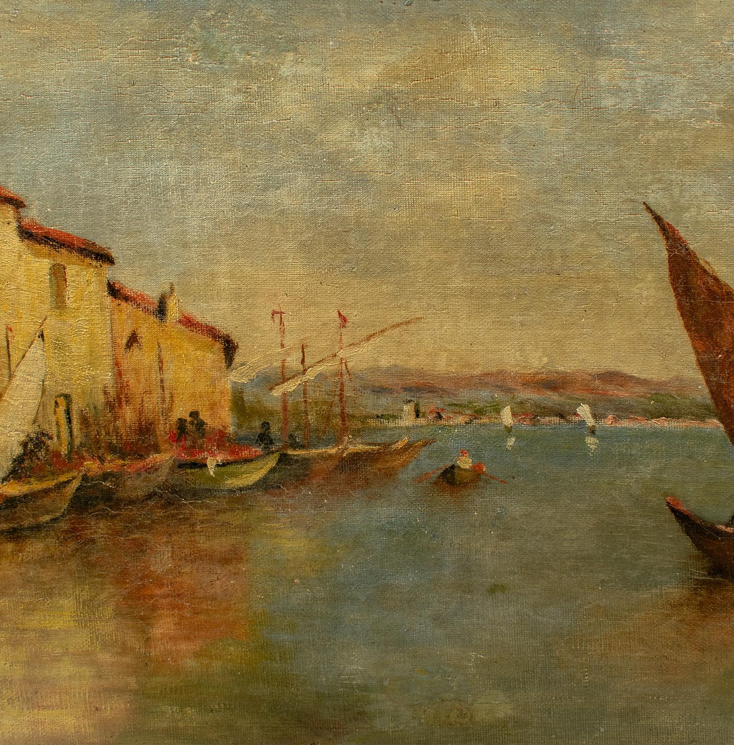 VENETIAN PORT von Lasson, Öl auf Leinwand  Signiert, spätes 19. Jahrhundert im Angebot 1