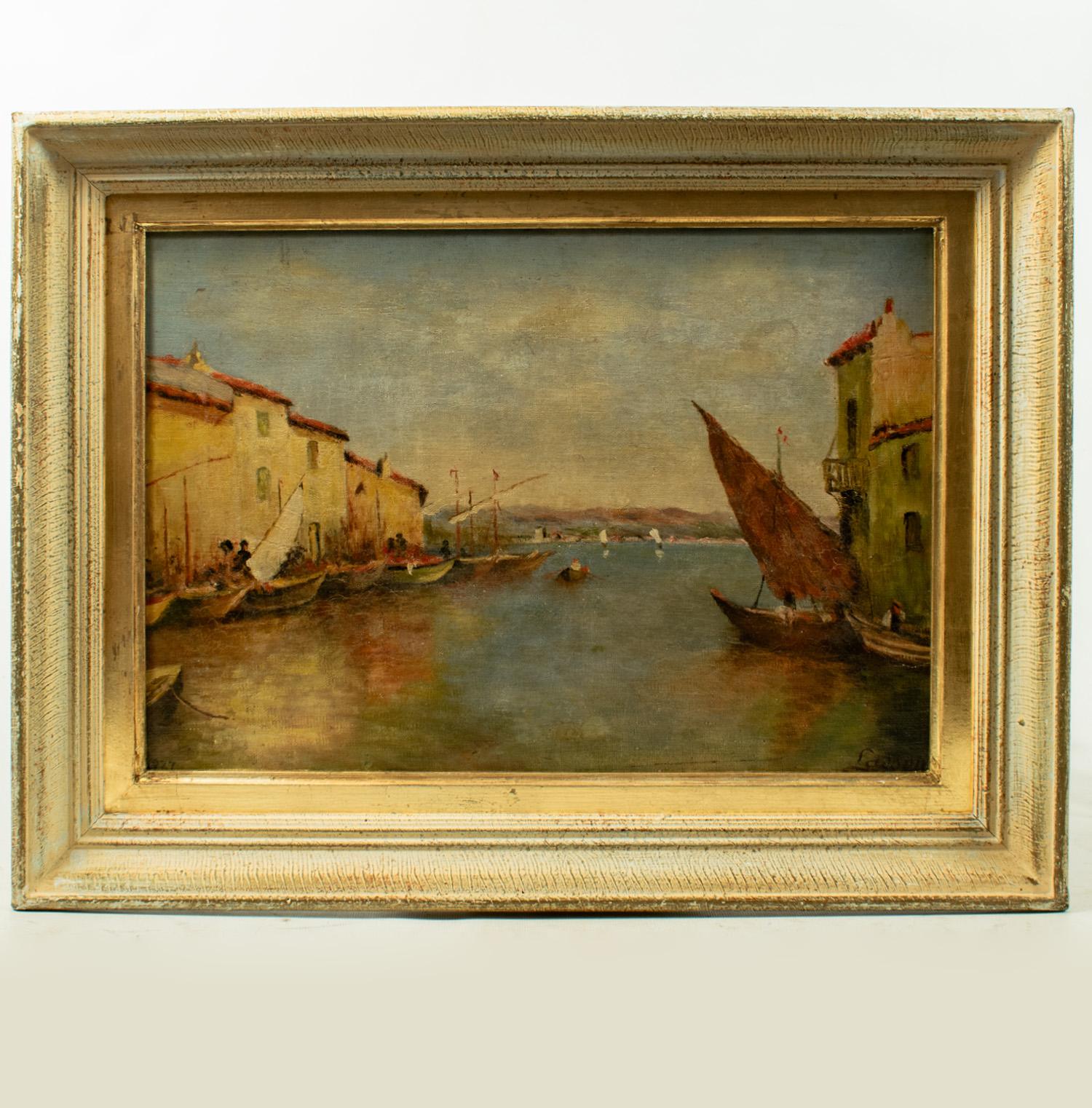 VENETIAN PORT von Lasson, Öl auf Leinwand  Signiert, spätes 19. Jahrhundert im Angebot 5