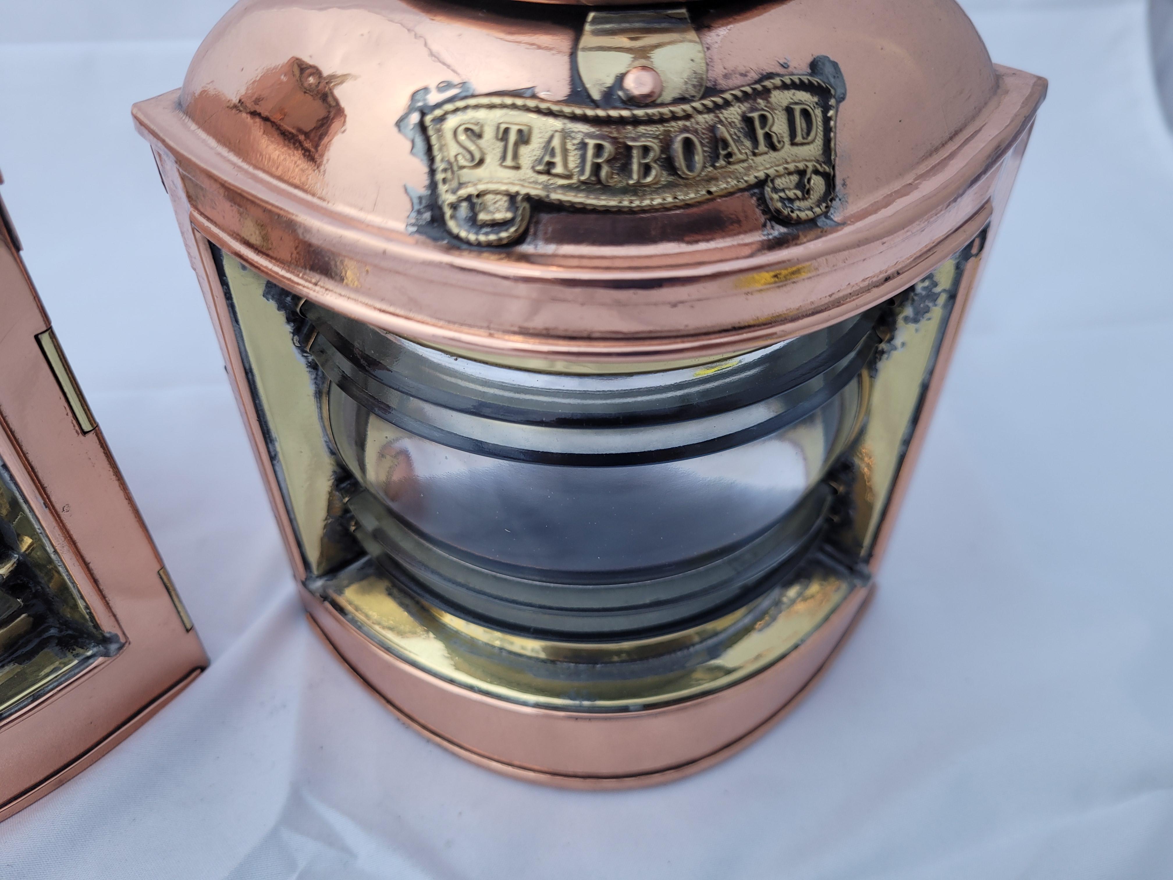 Mid-20th Century Port and Starboard Ship Lanterns For Sale