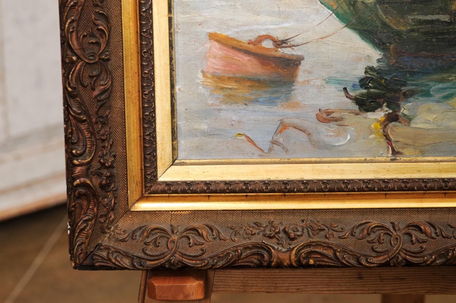 Port de Marseilles, Öl auf Isorel-Tafel, Meereslandschaft, Gemälde, signiert Georges Muller (20. Jahrhundert) im Angebot