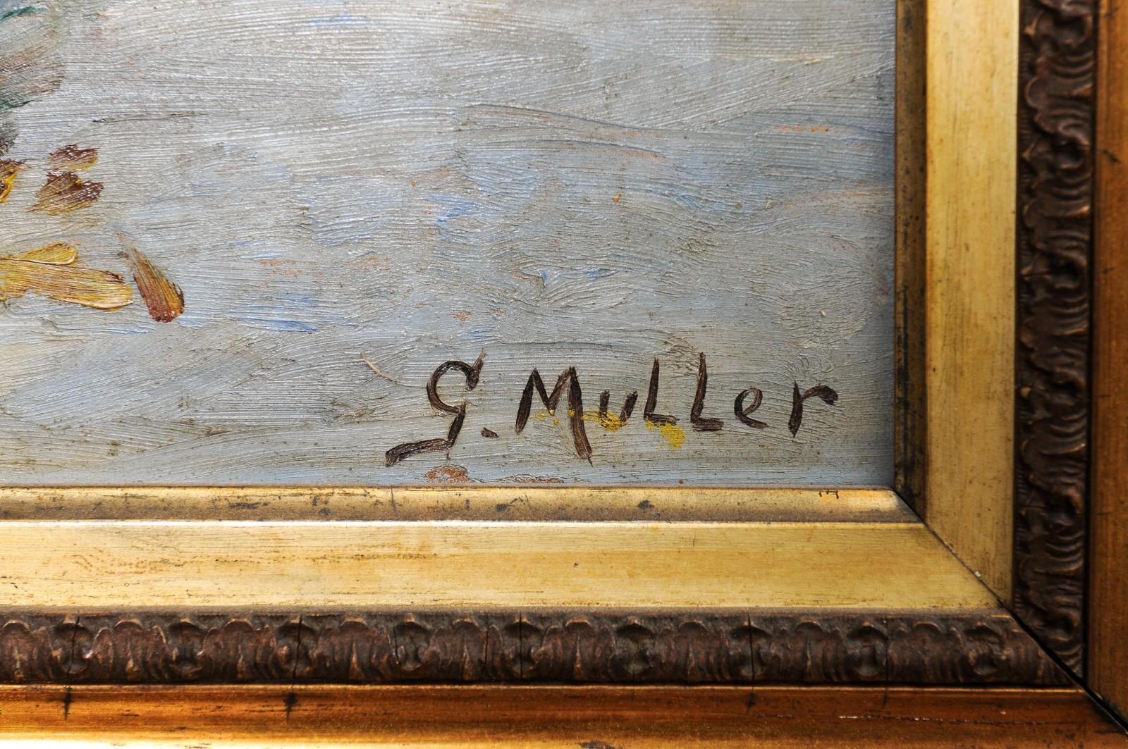 Port de Marseilles, Öl auf Isorel-Tafel, Meereslandschaft, Gemälde, signiert Georges Muller im Angebot 1