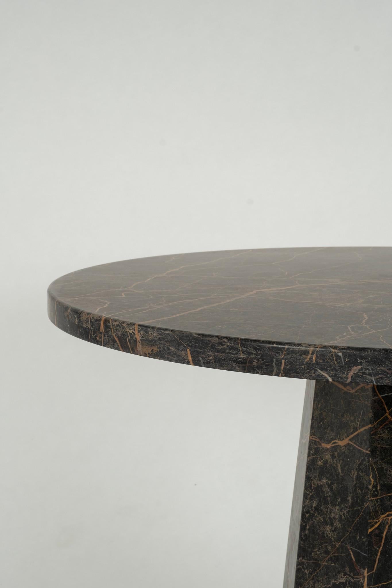 Contemporary Port Laurent Honed Marble Center Table For Sale