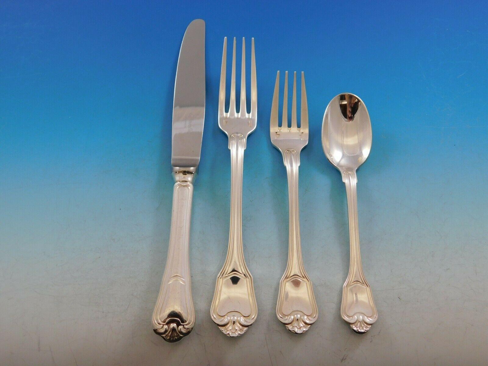 Port Royal by Christofle France Silver Plate Flatware Set Service 114 Pcs Dinner In Excellent Condition In Big Bend, WI