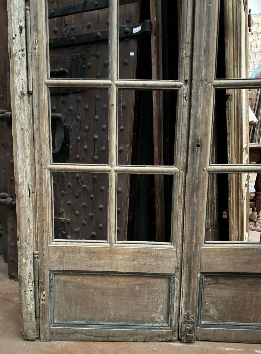 Porta a vetri in legno di rovere, due battenti con montanti laterali, Italia (Italienisch) im Angebot