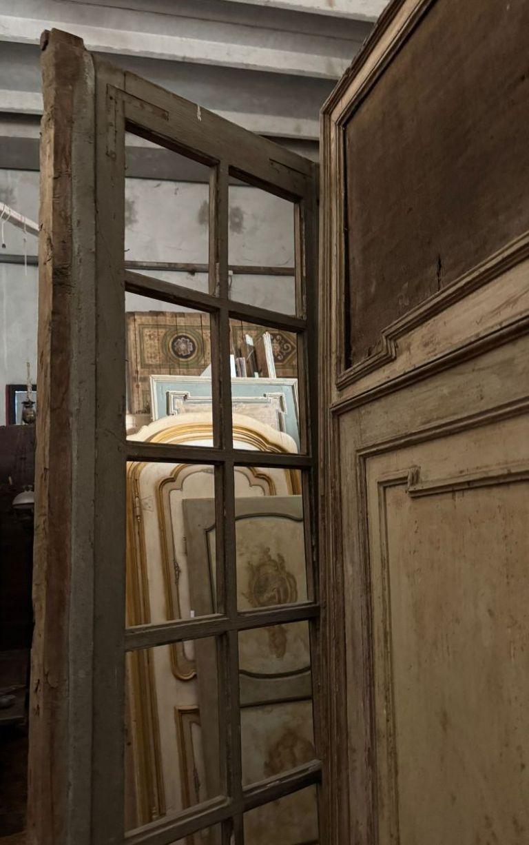 Porta a vetri in legno di rovere, due battenti con montanti laterali, Italia (Holz) im Angebot