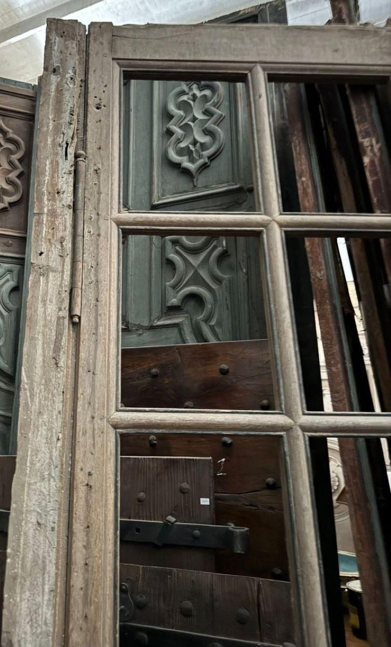 Porta a vetri in legno di rovere, due battenti con montanti laterali, Italia im Angebot 1