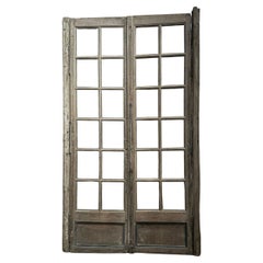 Porta a vetri in legno di rovere, due battenti con montanti laterali, Italia