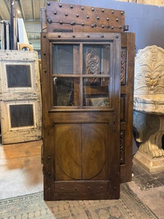 One-wing glass door, walnut wood with original irons, italy